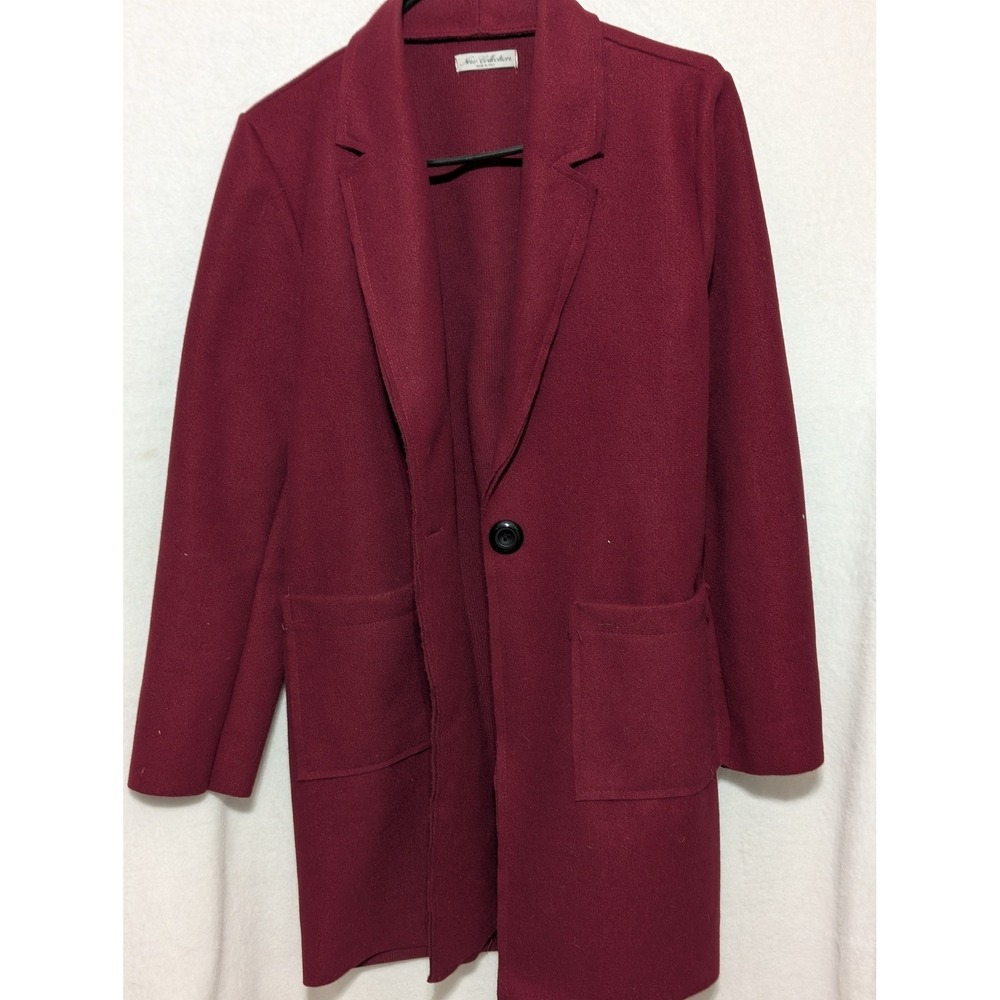 New Collection Made in Italy Burgundy Wine Red Single Button Patch Pocket Coat